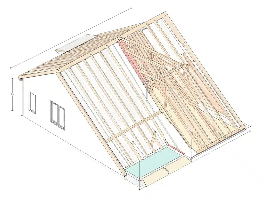 schéma technique aménagement de combles perdus hauteur charpente