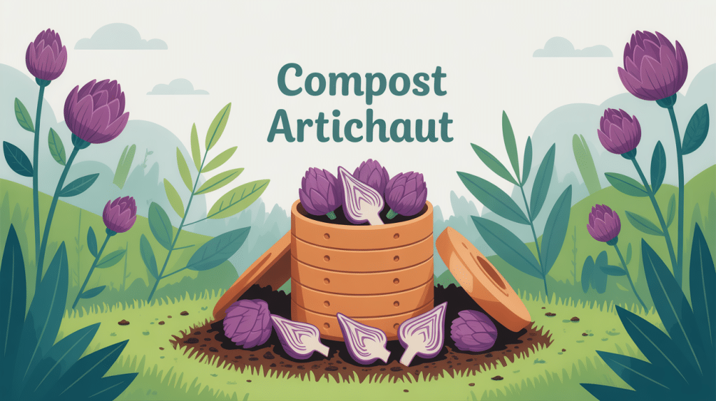 illustration compost artichaut dans jardin