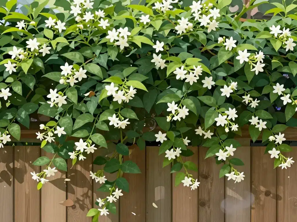 jasmin étoilé brise-vue feuillage dense sur clôture