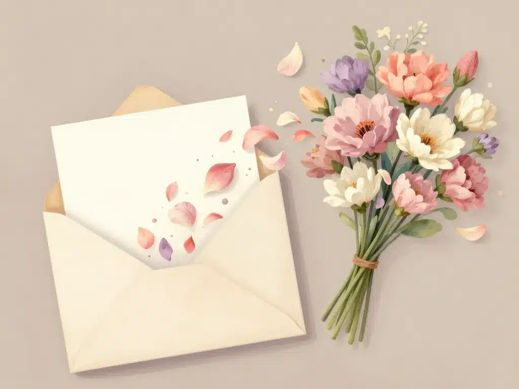 bonne fete emilie fleurs enveloppe pétales bouquet