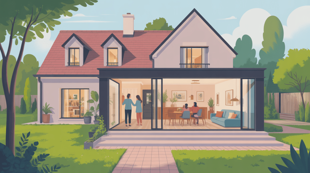 faire une extension de maison vue stylisée contemporaine