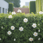 jasmin étoilé brise-vue en pleine floraison sur clôture