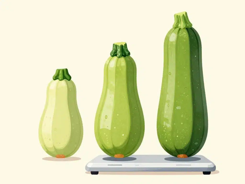 Poid moyen d'une courgette petites moyennes grosses