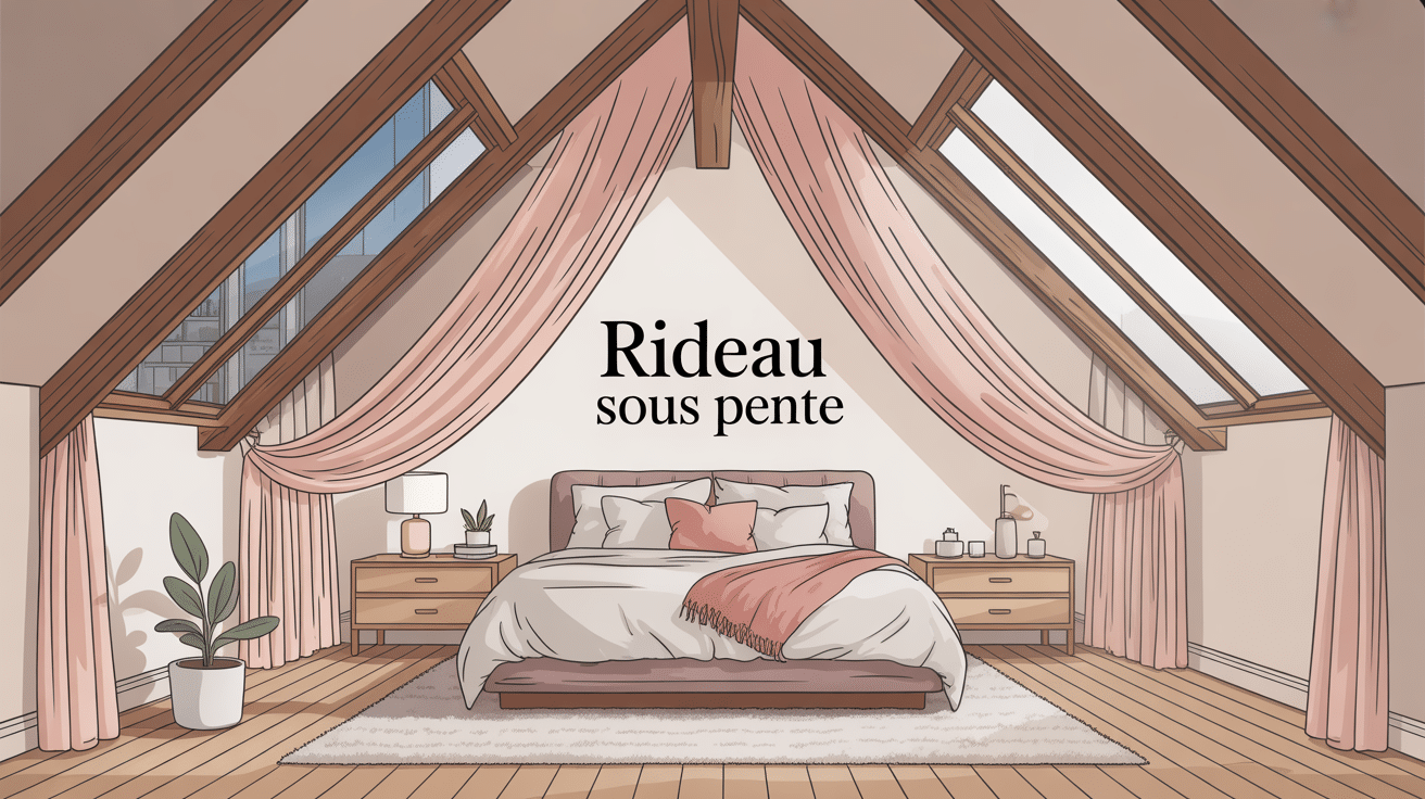 illustration rideau sous pente dans combles modernes
