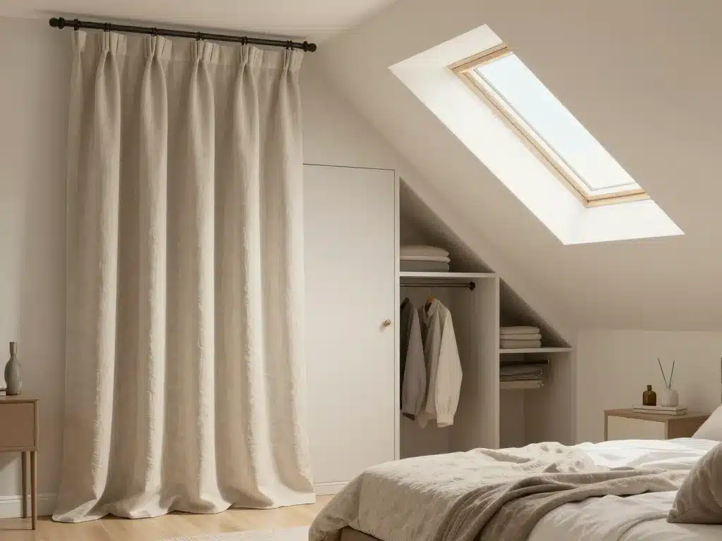 ambiance déco rideau sous pente chambre combles