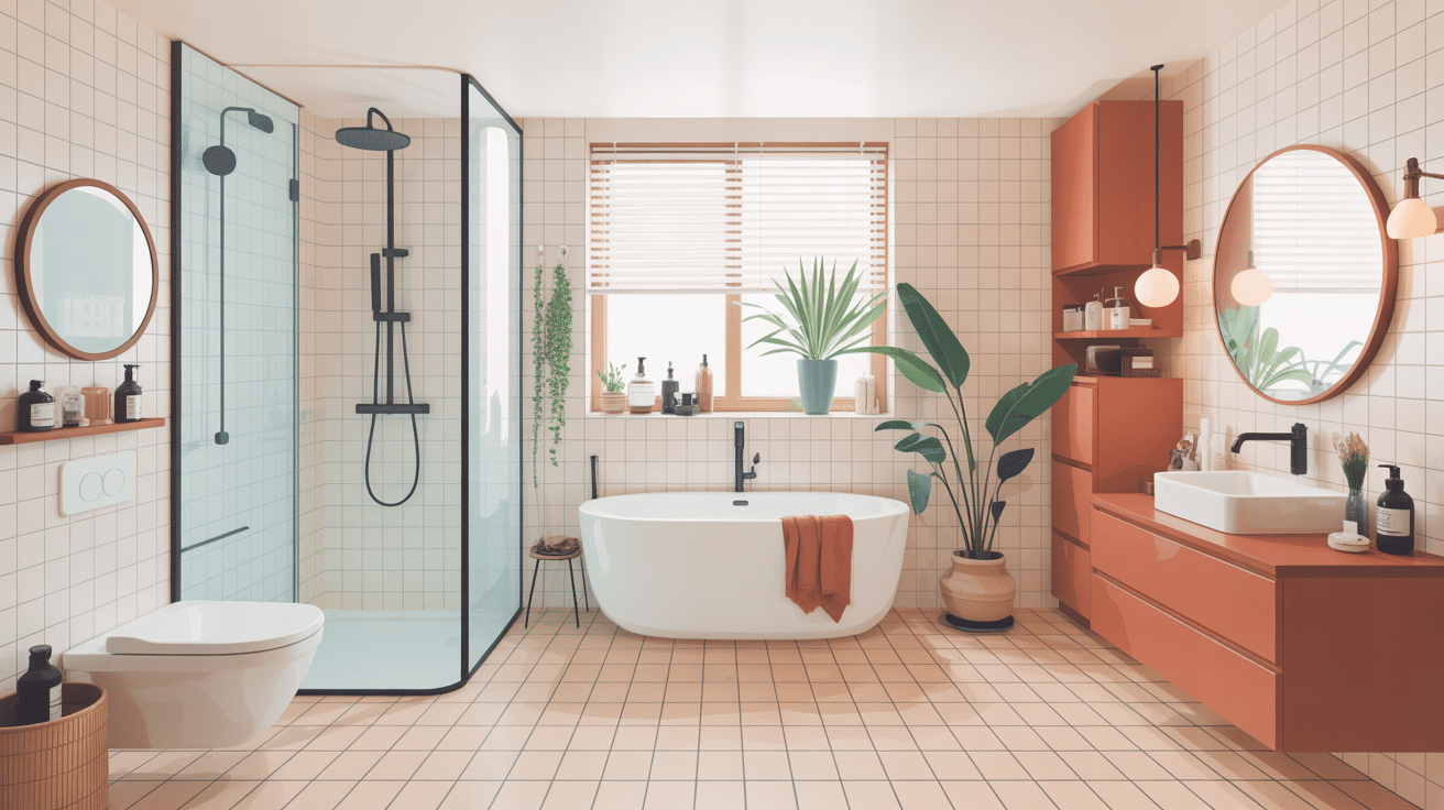 illustration travaux de salle de bain moderne