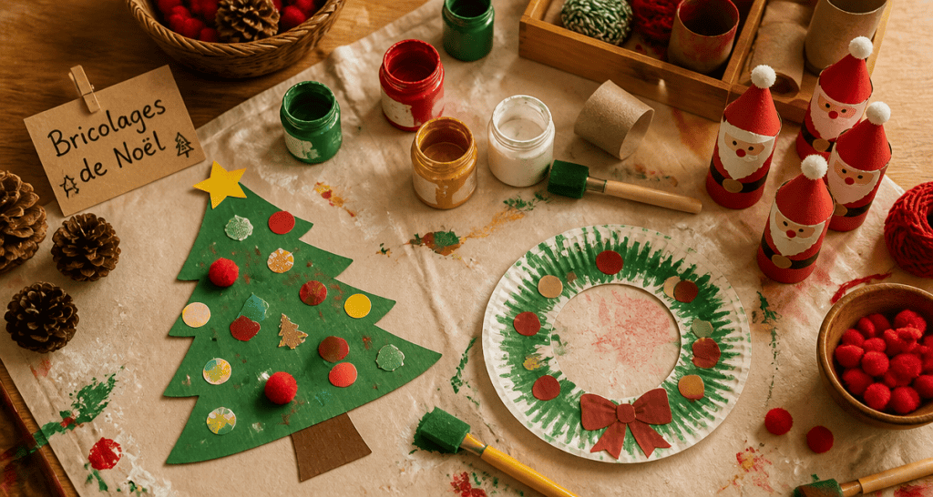 bricolage de noël pour petit de 2 ans table créative