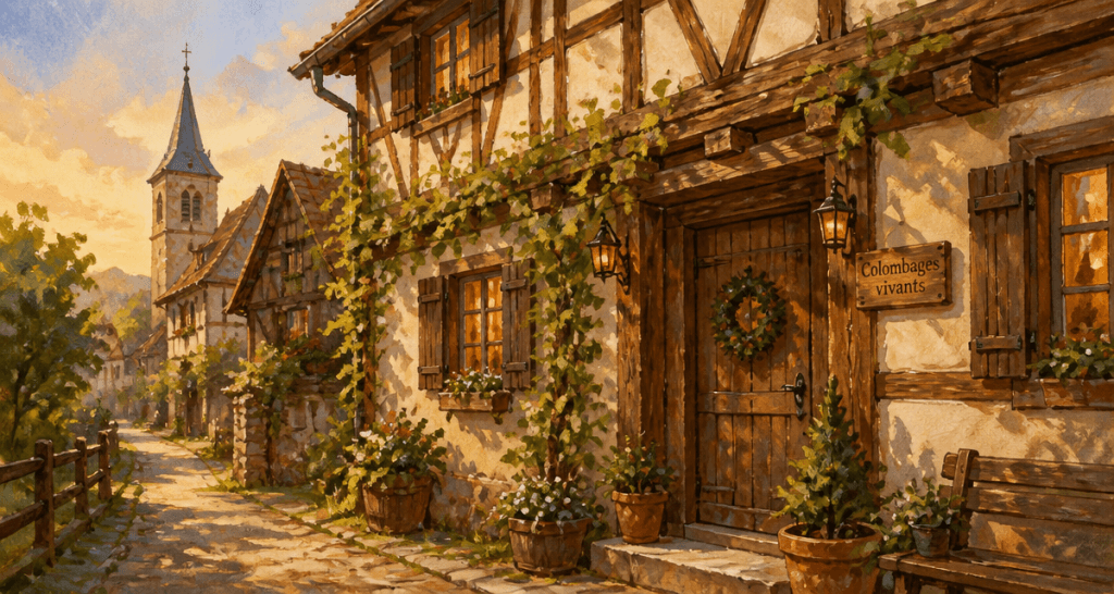 colombage maison alsacienne crépi crème