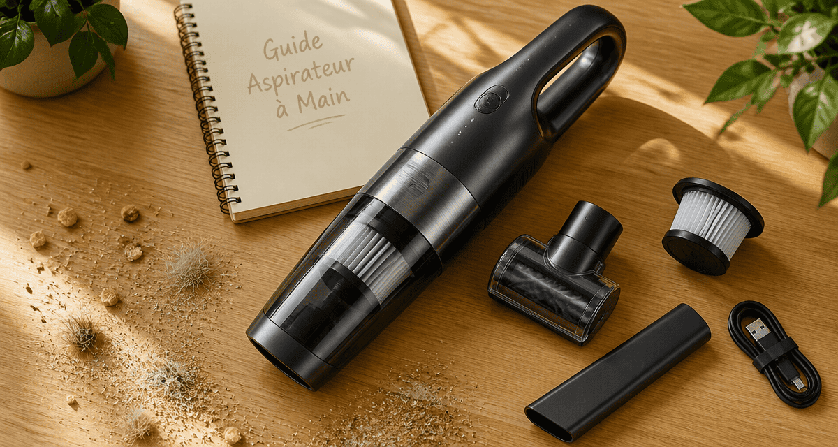 comparatif aspirateur à main avec accessoires sur table