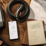Comparatif borne de recharge 7 kW sur table avec accessoires