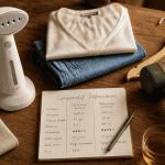 comparatif défroisseur vapeur sur table avec vêtements