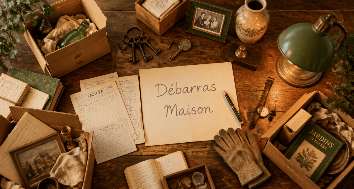 debarras maison table objets anciens