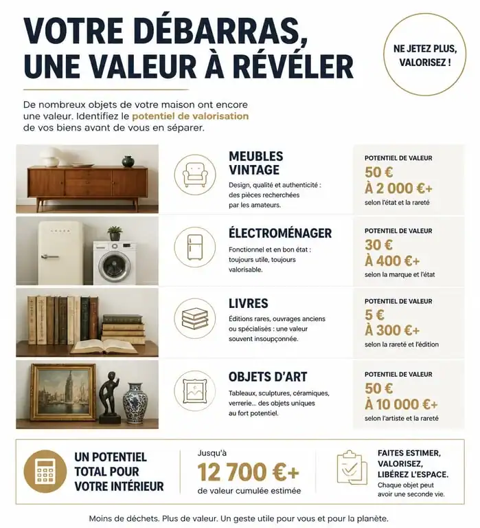Infographie sur le potentiel de valorisation des objets pour un vide maison gratuit