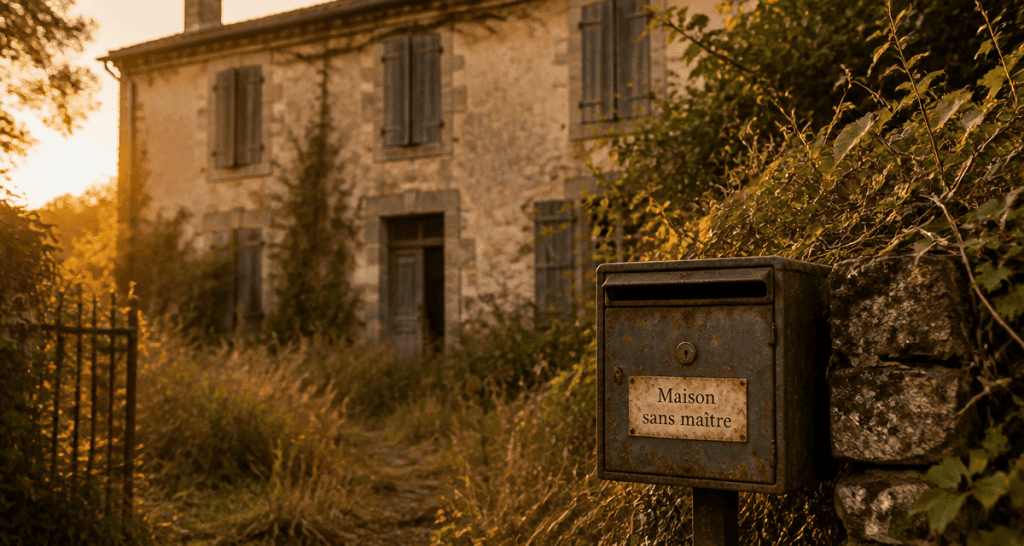 maison abandonnée en pierre au soleil couchant