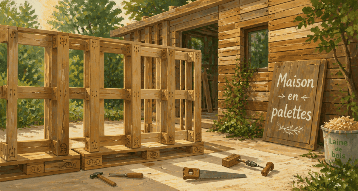 maison en palettes ossature chantier