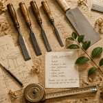 outils pour menuisier authentiques sur établi