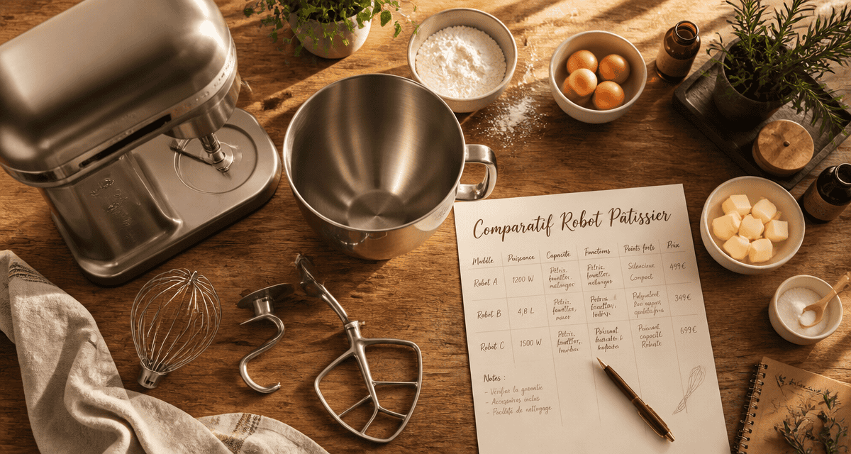 robot pâtissier comparatif vue accessoires ingrédients