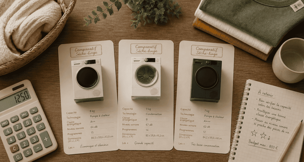 sèche linge comparatif miniatures sur table