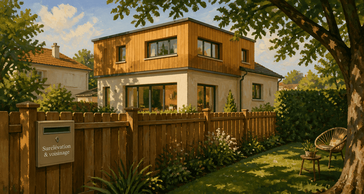 Surélévation maison et voisinage, extension toiture en limite de propriété