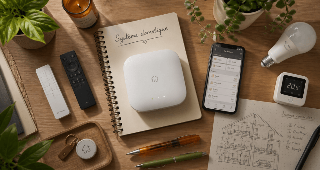 Système domotique objets connectés sur bureau