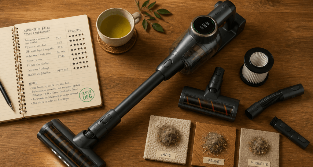ufc que choisir aspirateur balai sur table avec accessoires