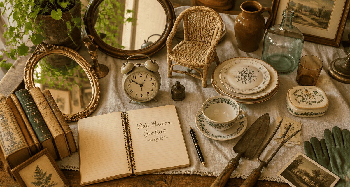 vide maison gratuit objets vintage sur table