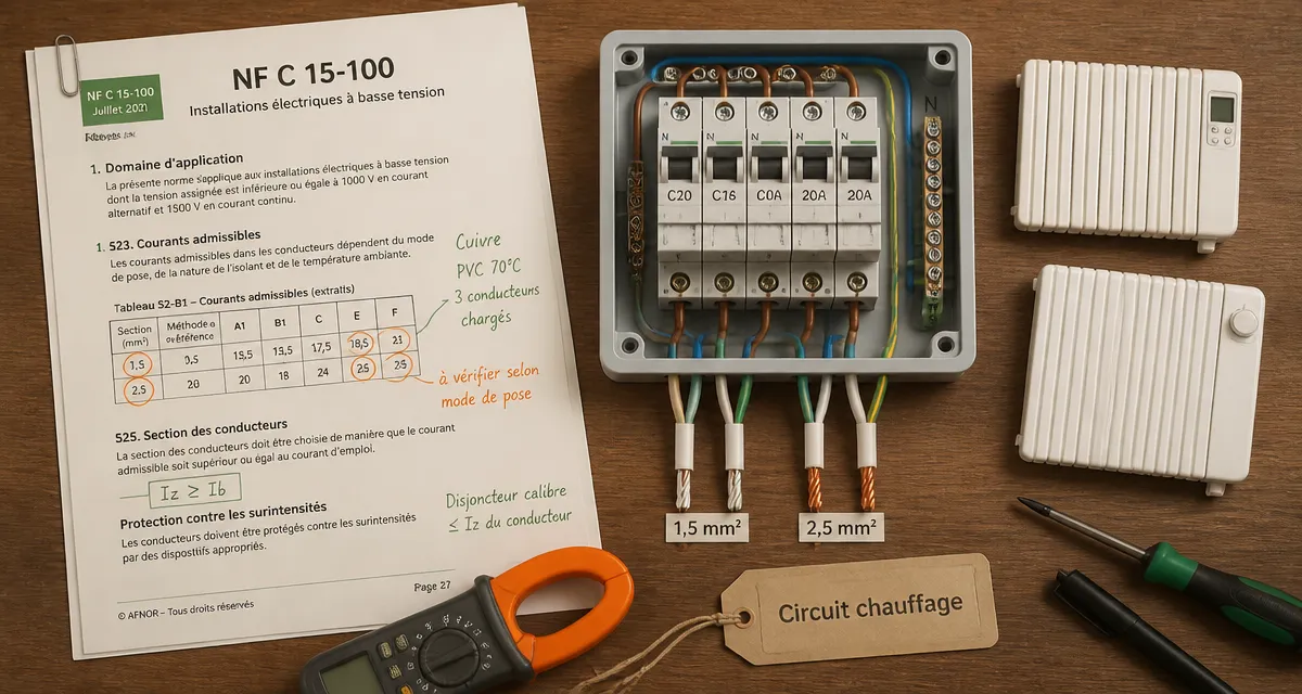 Combien de radiateur par disjoncteur : calcul pour éviter surcharge et respecter NF C 15-100