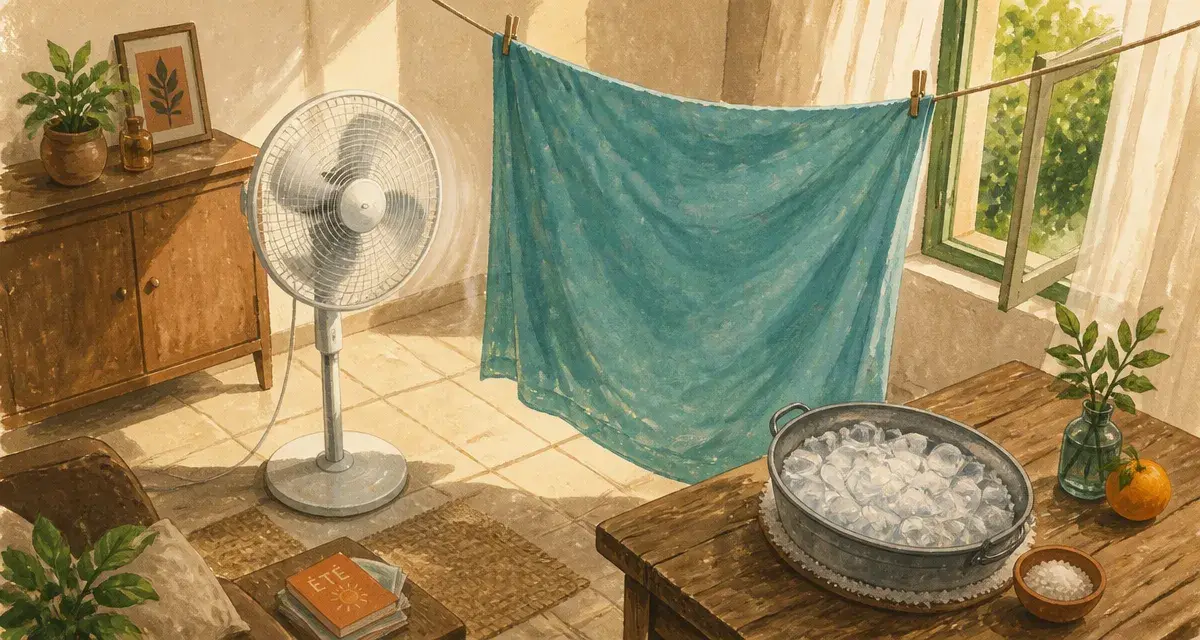 Comment rafraîchir une pièce avec un ventilateur : ventilateur et linge humide en été