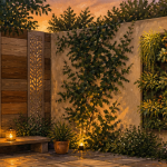 idee pour cacher un mur exterieur avec bois plantes et mur vegetal