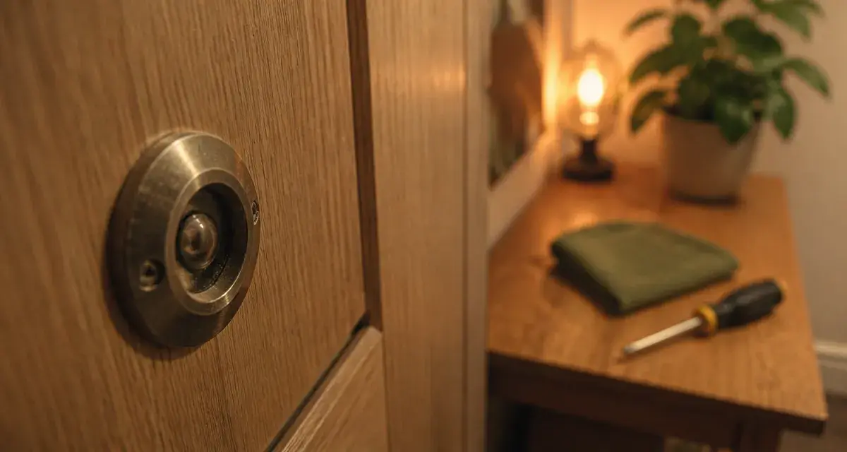 Judas sur porte : judas optique sur porte d’entrée en bois