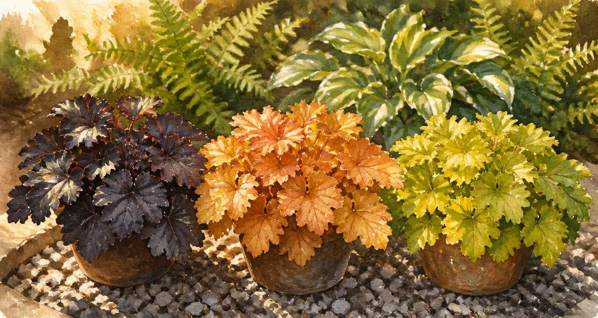 Les plus belles heuchères en pot : Obsidian, Caramel et Lime Marmalade pour zones d’ombre