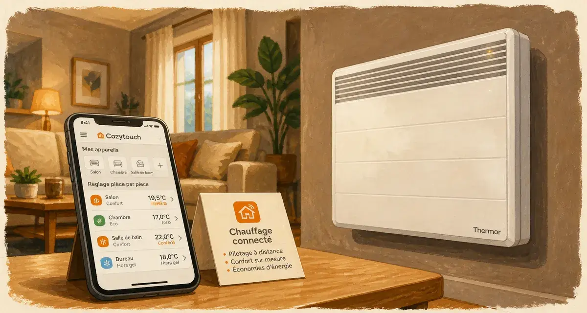 Radiateur connecté Thermor piloté via smartphone pour réduire les factures