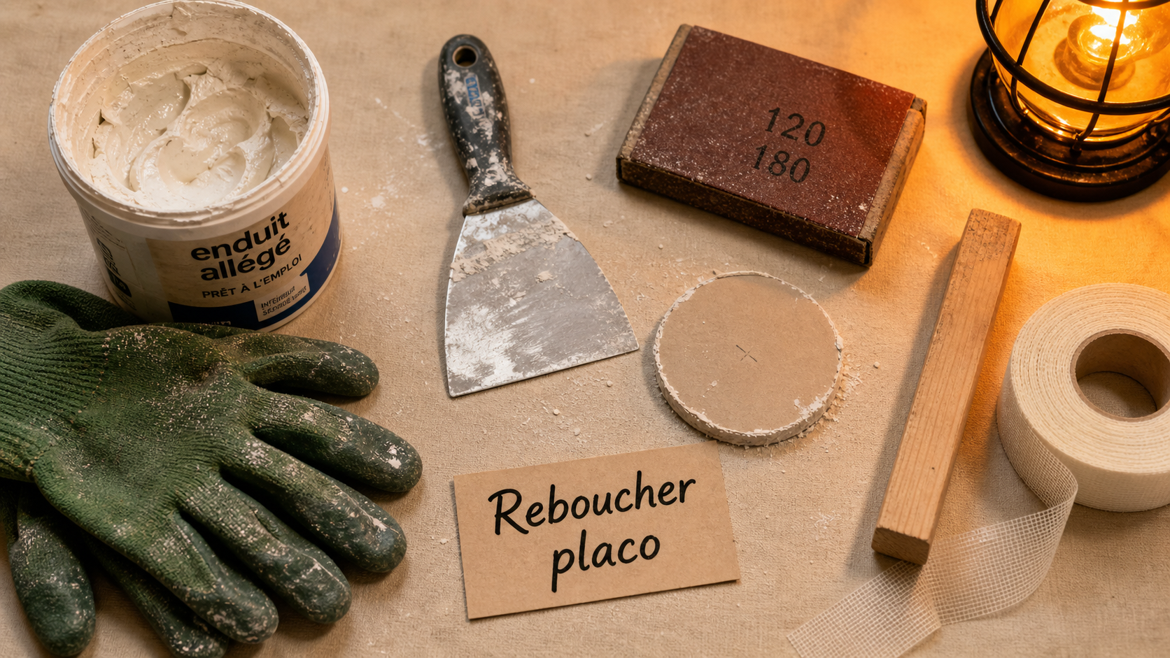 Reboucher trou scie cloche placo : enduit et bande à joint