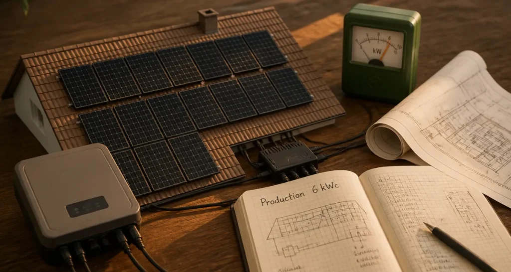 Rendement panneau solaire 6 kw : maquette 6 kWc et compteur d’énergie solaire