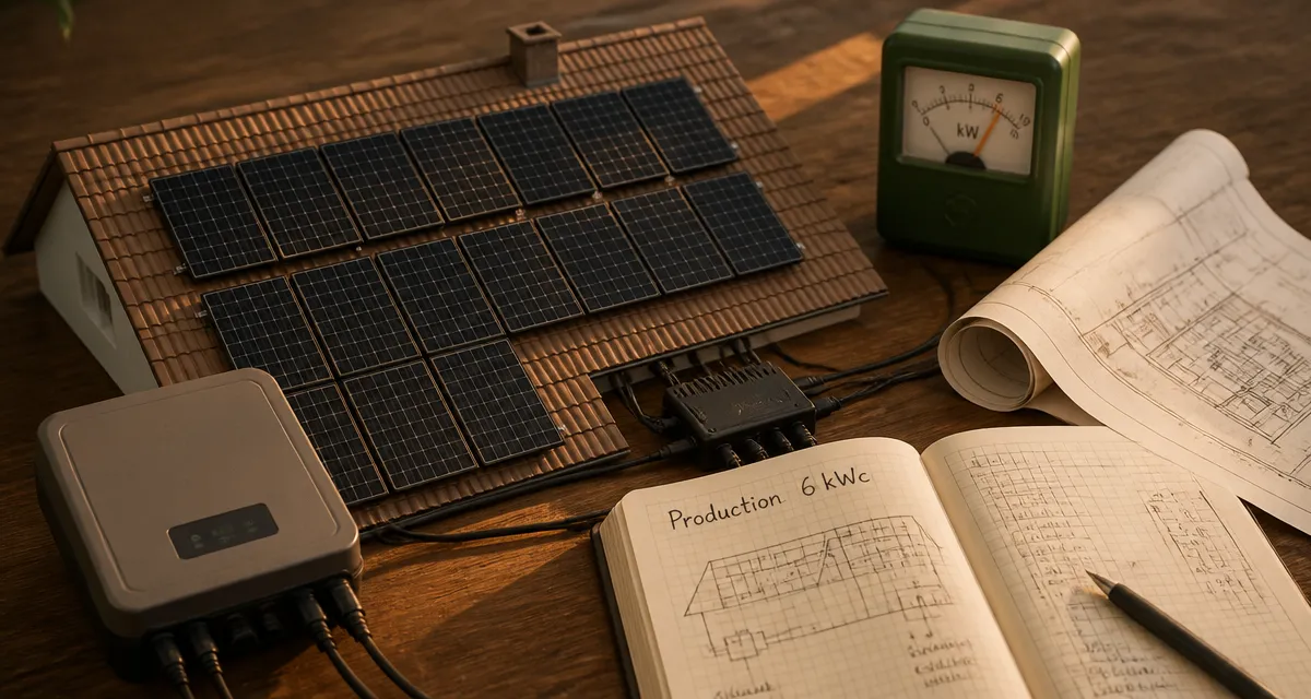 Rendement panneau solaire 6 kw : maquette 6 kWc et compteur d’énergie solaire