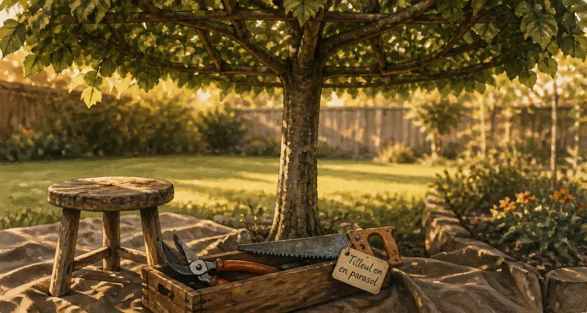 Tailler un tilleul en parasol, ombrage naturel au jardin