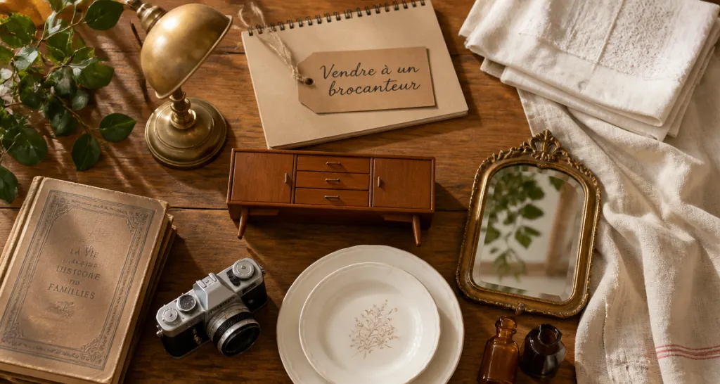 vendre à un brocanteur objets sur table