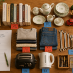 vide maison 94 table objets étiquetés