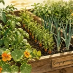 Association de plantes au potager en planches surélevées, compagnonnage.