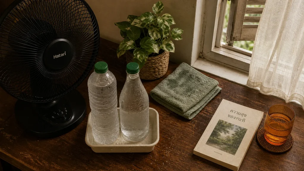 Astuce ventilateur air froid : bouteille glacée, linge humide et placement pour rafraîchir la pièce