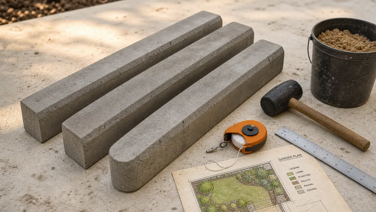 Bordure béton 100x25x5 pour aménagement extérieur et pose