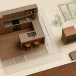Conception cuisine logiciel : vue 3D d’une cuisine miniature