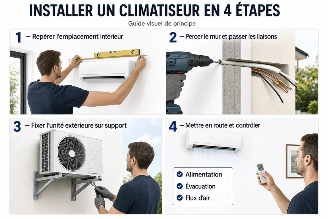 Climatiseur à installer soi même : illustration des étapes d'installation autonome