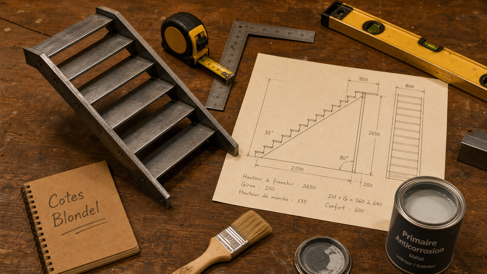Fabriquer un escalier en metal : acier, mesures Blondel et assemblage en atelier