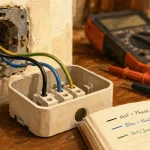 Phase neutre et terre : couleurs et mesures sur boîtier électrique