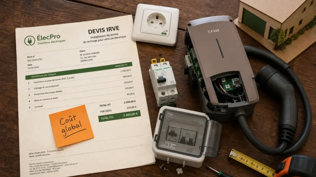 Prix installation borne de recharge : 1 200 à 2 500 €
