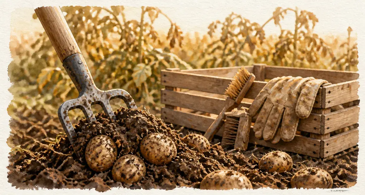 Quand recolter les pomme de terre : fanes jaunies, peau ferme, bonne météo