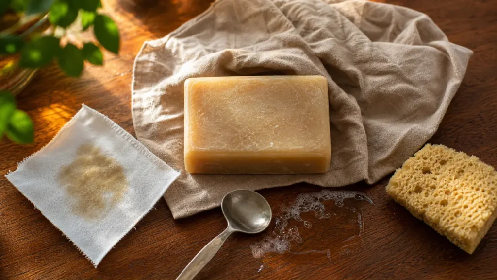 Savon fiel de bœuf action avis contre taches grasses sur linge blanc