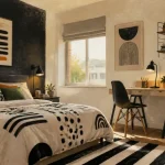 Chambre ado noir et blanc : lumière douce sans alourdir la pièce
