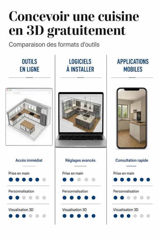 Meilleur logiciel cuisine 3D gratuit : comparaison visuelle des options web, desktop et mobile